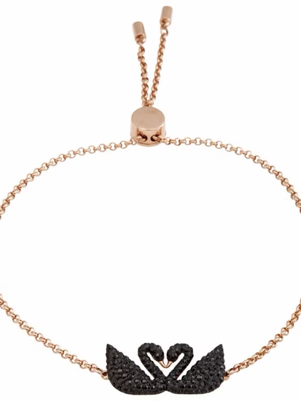 Swarovski Rose Gold Bracelet with Black Swan Crystal Charm